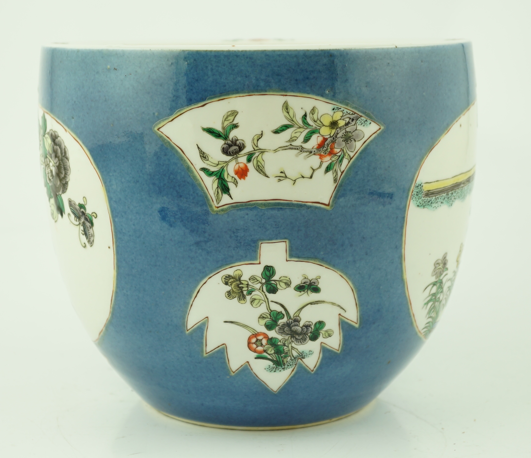 A Chinese powder blue small jardiniere, 19th century, star crack to base